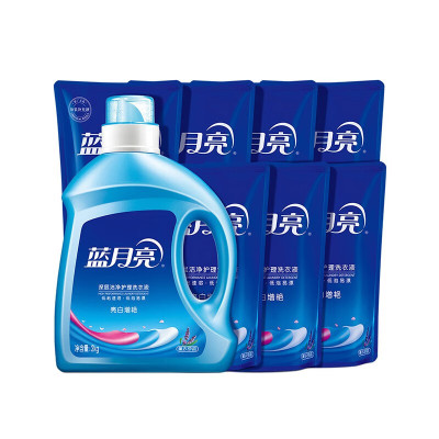 蓝月亮薰衣草亮白增艳洗衣液2kg+薰衣草亮白增艳洗衣液袋装500g×7/套