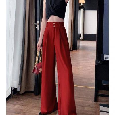 2021坠感阔腿裤女韩版高腰直筒西装裤垂感宽松女裤子依岚胜语