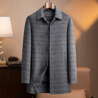 中老年羽绒脱卸内胆双面呢大衣秋冬男士中长款羊毛呢子大衣爸爸装