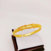 新款仿真沙金镯子女复古气质镀黄金新娘结婚装饰孔雀手镯久不掉色送女朋友老婆情人节七夕生日礼物