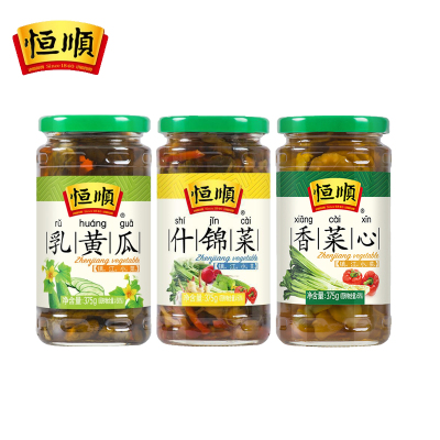 恒顺酱菜套装 乳黄瓜375g+什锦菜375g+香菜心375g 酱菜咸菜腌制泡菜小菜