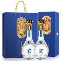五粮液股份万事如意精致52度500ml*2瓶皮盒装浓香型白酒送礼佳品