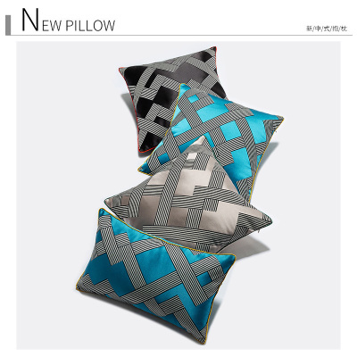美帮汇靠垫轻奢简约现代新中式抱枕沙发卧室样板房客厅床头靠背垫腰枕套