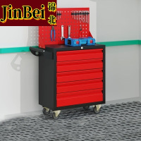 锦北汽修工具车移动工具柜多功能工具箱 标配[黑红]五抽工具车+挂板
