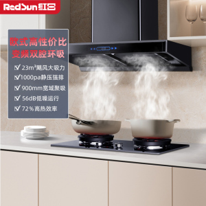 红日(RedSun)烟灶套餐家用欧式23立方瞬吸1000pa强排烟机挥手感应油烟机变频双腔定时套装22H+TEM29F