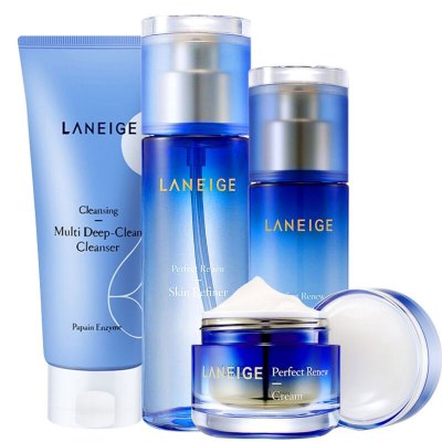 兰芝(Laneige)致美紧颜女士面部护肤套装礼盒重拾青春三角弹润美肌紧致套装(洁面+水+乳+面霜)