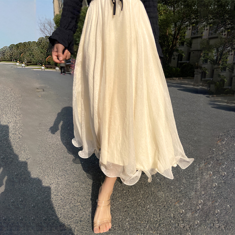 半身裙波浪边白