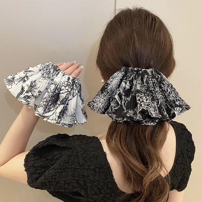 新中式发饰女水墨印花发圈高级感大肠圈扎头发发绳高马尾皮筋头绳送女朋友老婆情人节七夕生日礼物