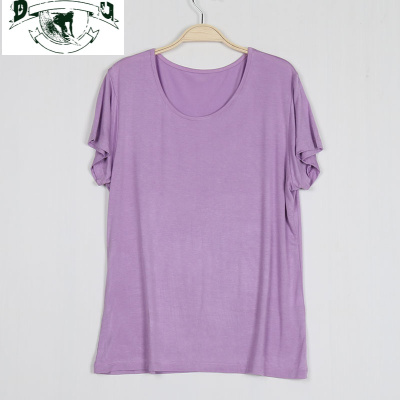 HLCOMAN莫代尔女半袖T恤睡衣新款大码宽松单件上衣家居套头装夏季圆领衫