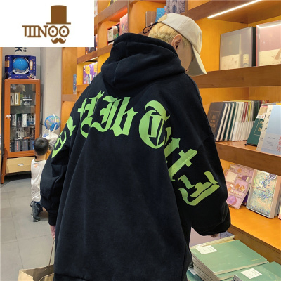 YANXU美式感卫衣男连帽潮牌痞帅外套春季复古加绒男士秋款衣服