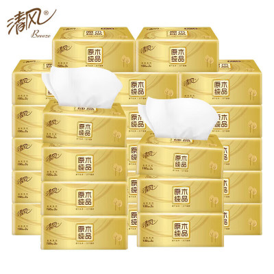 清风原木金装3层20包100抽纸巾