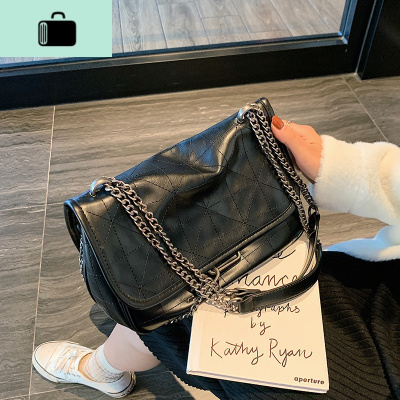 chic包包女包2020新款潮时尚韩版百搭链条菱格斜挎包单肩女小包包NEW LAKE 黑色女斜挎包