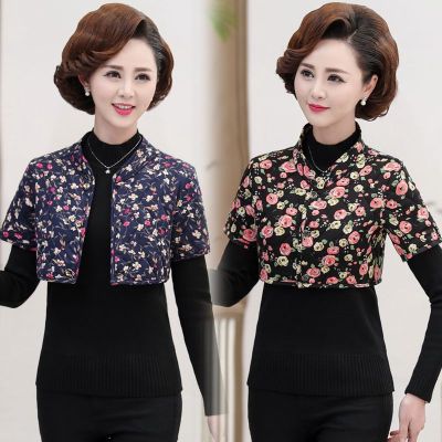 秋冬季加厚驼绒棉护肩中老年女短袖护颈椎肩膀衣保暖防寒睡觉坎肩