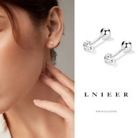 防掉999纯银钻石耳钉女螺丝拧扣养耳洞耳骨钉免摘耳棒小耳环耳饰送女朋友老婆情人节七夕生日礼物
