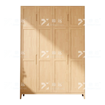 臻远 ZY4031137 简约实木衣柜四门收纳柜加顶柜