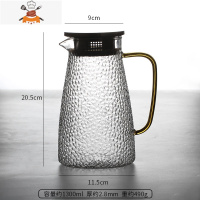 耐热玻璃冷水壶可高温凉水壶家用大容量水壶锤纹圆柱壶果汁壶1800 敬平