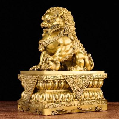 美帮汇狮子摆件 铜北京狮狮一对家居装饰品大号