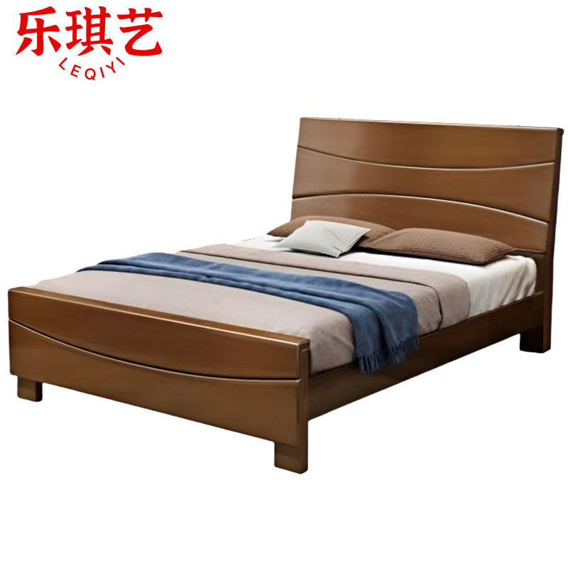 乐琪艺 实木单人床 胡桃色 2000*1000*985mm 张
