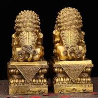 美帮汇铜北京狮 铜狮子摆件一对 家居摆件狮子