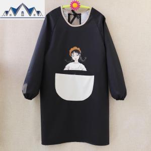防水防油厨房围裙女时尚可爱日系家务有袖长袖家用男工作大人罩衣 三维工匠