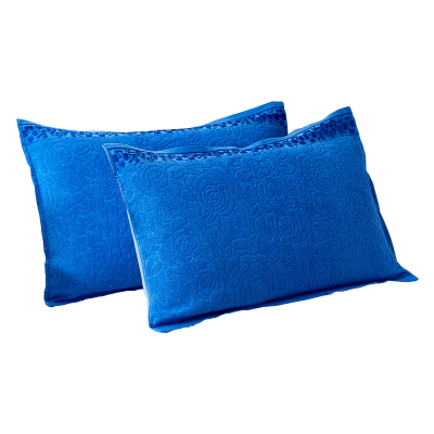 美帮汇枕巾 风单人 全棉学生宿舍枕巾枕套一体家用上下铺防滑色 蓝