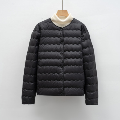 羽绒内胆新国标90绒百搭圆领简约波浪纹秋冬外套羽绒服女