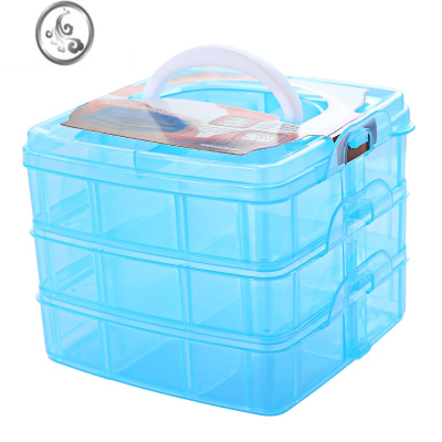 JiMi3层18格大容量塑料透明简约耳钉耳环饰品耳饰首饰收纳盒整理盒子