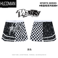 HLCOMAN棋盘格运动短裤男篮球美式跑步训练裤夏季潮牌网眼透气四分裤