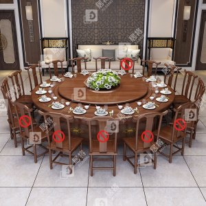 居将电动餐桌餐厅大圆桌转盘餐桌椅组合 2.4米圆桌 12把餐椅