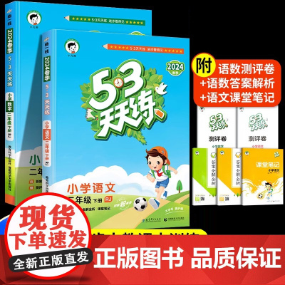 2024新版 53天天练二年级下册同步练习册全套语文数学下册人教版小学2下学期语数同步训练试卷5+3五三5.3课本教材课