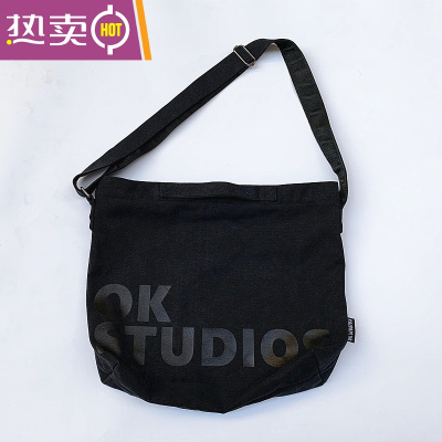 NEWLAKEOK设计2021斜挎单肩包男日韩风文艺加厚帆布包女做旧大容量书包潮书包学生