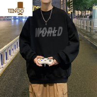 YANXU美式圆领卫衣男潮牌宽松百搭加绒加厚长袖打底衫上衣外套