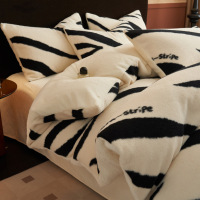 冬季保暖加厚牛奶绒床上四件套新款珊瑚绒床单被套三件套