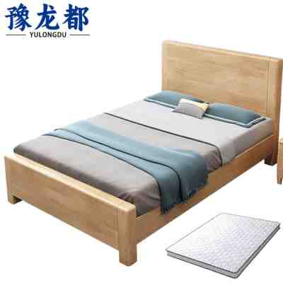 豫龙都单人实木床+床垫1.2m套
