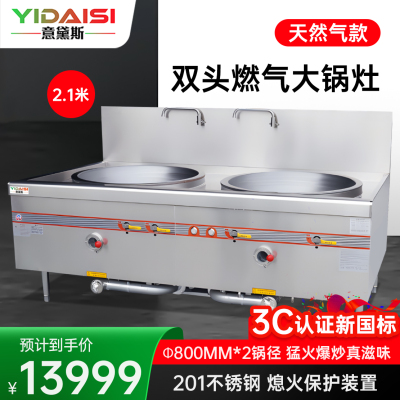 意黛斯 商用燃气大锅灶 猛火灶单位学校食堂电磁猛火大炒锅饭店酒店节能灶台双头80型 YDS-GSSD160T天然气