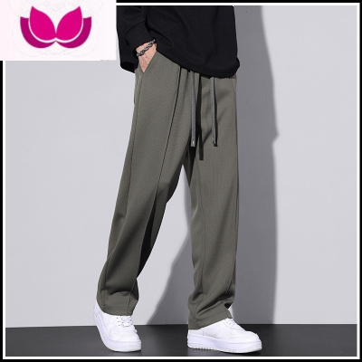 七斓春季新款针织卫裤男士款垂坠感宽松直筒男生运动休闲裤男