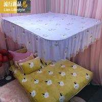 U型形伸缩杆导轨蚊帐防尘用防灰盖布挡光遮光挡风顶双人1.8m 三维工匠