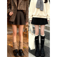 咖色毛呢百褶短裙女秋冬季高腰a字半裙羊毛jk裙小个子黑色半身裙