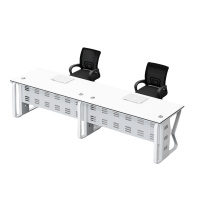 攸形办公桌240*60*75cm并排含椅套