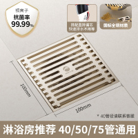 雨虹飞鱼奶油风防臭地漏全铜方形淋浴房卫生间干湿区浴室防臭防虫地漏