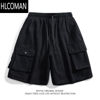HLCOMANBOYUE帛跃口袋工装短裤夏季日系高街直筒bf休闲直筒复古五分裤男