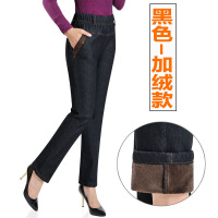 迪鲁奥(DILUAO)新款女装妈妈裤子秋季新款 高腰松紧腰涂层牛仔布裤女长裤 裤中老年女裤