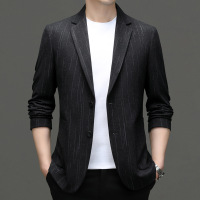 秋冬休闲青中年商务男装百搭休闲条纹简约时尚西服外套