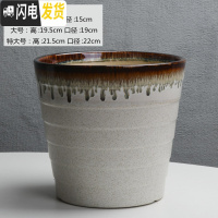 三维工匠欧式简约花盆陶瓷特大号落地阳台客厅桌面绿萝虎皮兰花盆批发 白流釉高款(送塑料托盘) 特大花盆容器