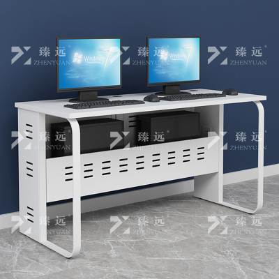 臻远 钢架电脑桌培训桌机房电脑桌学习桌课桌 双人位D款