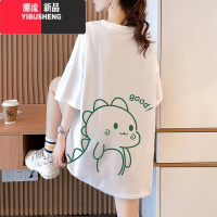 YIBUSHENG韩系chic慵懒风t恤短袖女胖mm大码宽松正肩ins潮白色休闲上衣