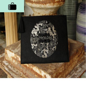 _原创设计厚不织布复古唐装包时尚信封包晚宴手拿包女男手NEW LAKE 黑色男士手拿包 黑色