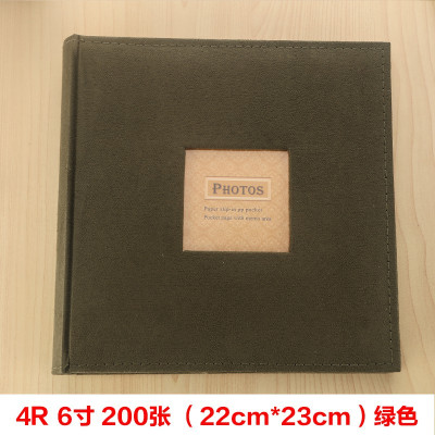 相册4R6寸4D大6寸相册200/300张麂皮绒布面相册纸芯插页式相 三维工匠 4R6寸绒面200张红色55018