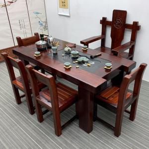 森美人老船桌椅组合实木功夫茶几客厅茶艺桌简约中式小茶台办公家具