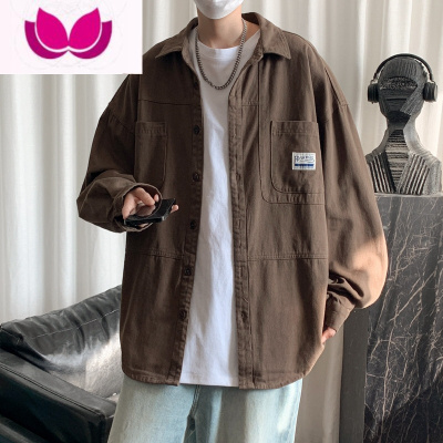 七斓工装衬衫式外套男士新款休闲长袖衬衣时尚宽松痞帅开衫夹克男